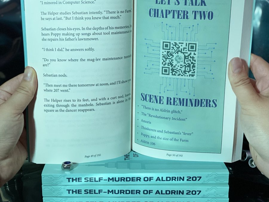 Product image showing the Scene Reminder feature, containing a QR code to a video, and a few quotes from the previous chapter.